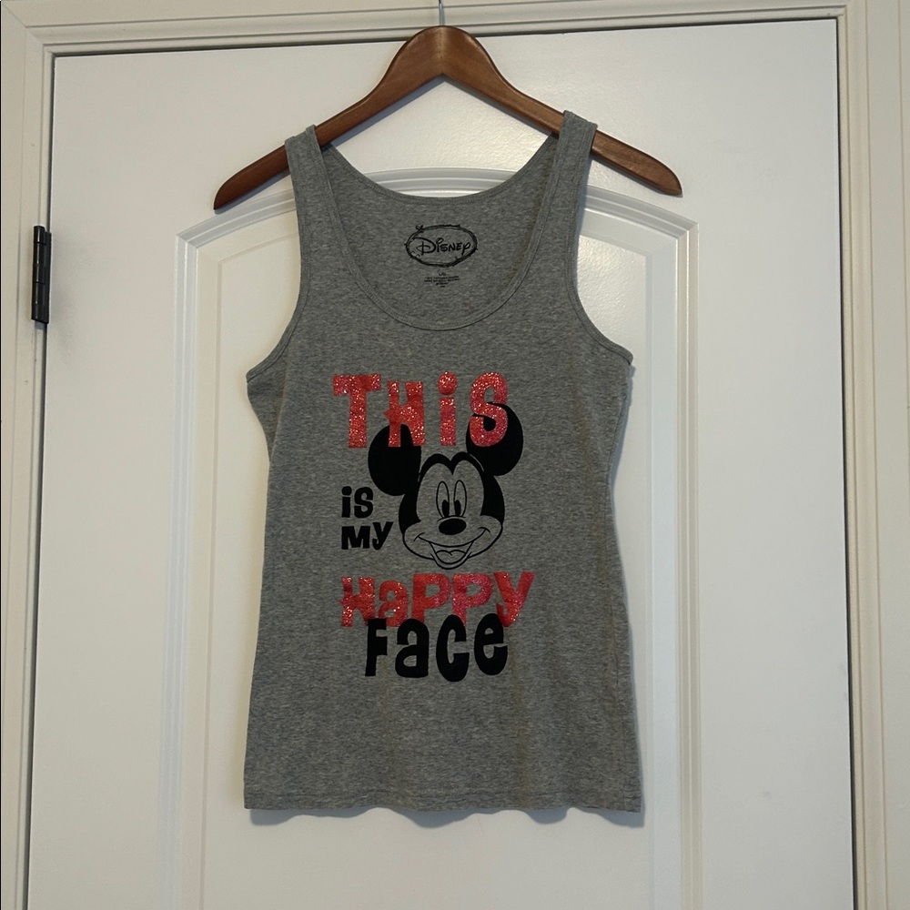 Disney Mickey Gray Tank Top “This is my happy face” size large